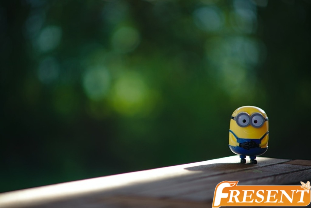 Minions toy on railings